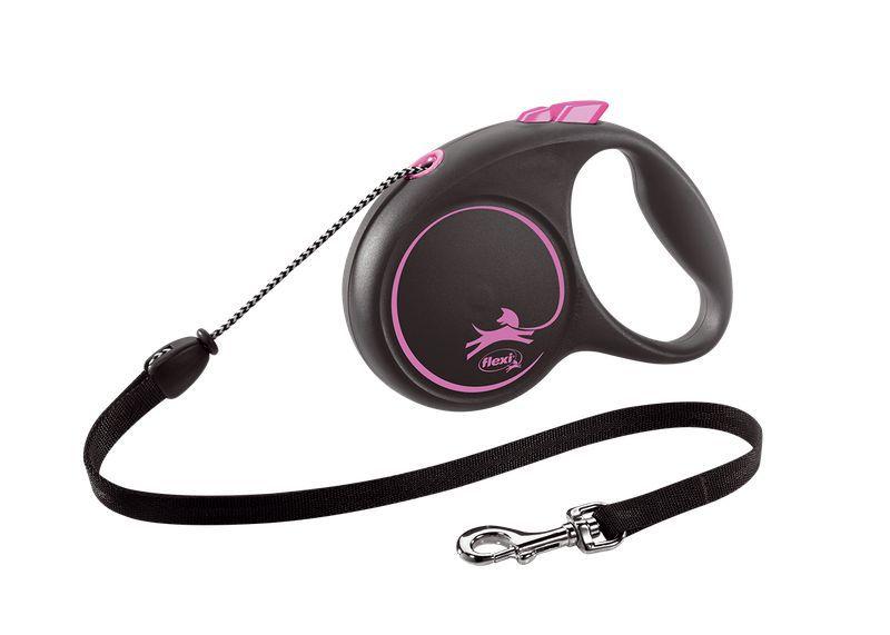 Imagem de Guia Flexi Black Design Corda M 5m - Rosa p/ cães