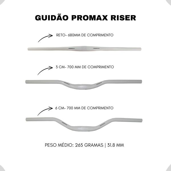 Imagem de Guidão Bike MTB Riser Alumínio Promax Branco 31.8mm