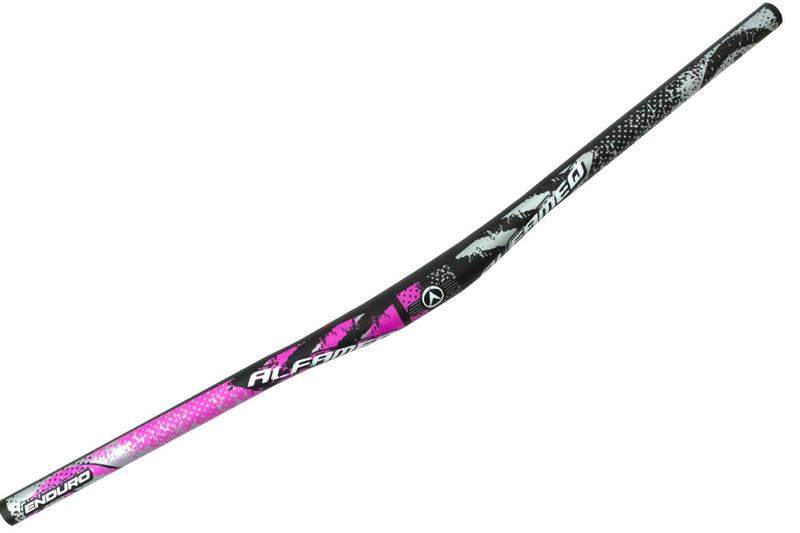 Guidao Curvo Alfameq 31.8 Mtb 720mm Alum. Preto Rosa Imagem de Guidao Curvo Alfameq 31.8 Mtb 720mm Alum. Preto Rosa