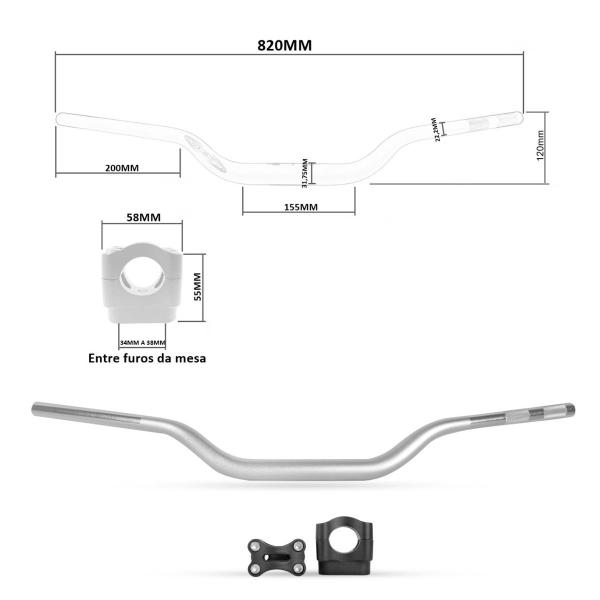 Imagem de Guidão Oxxy Alto Super Fat Bar 31mm Com Adaptador