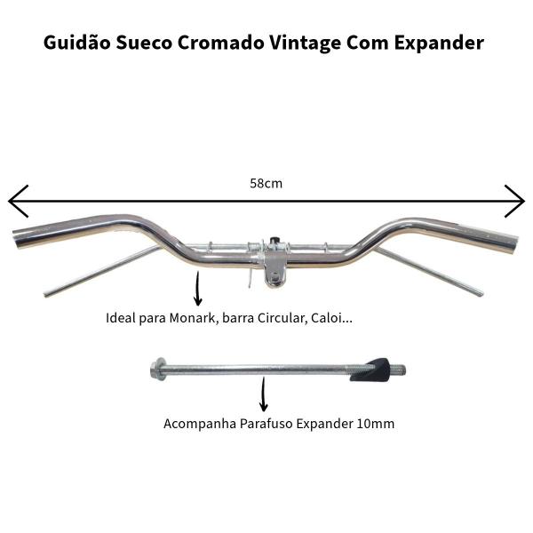 Imagem de Guidão Varão Sueco Bike Antiga Retrô Caloi Monark 21,1mm