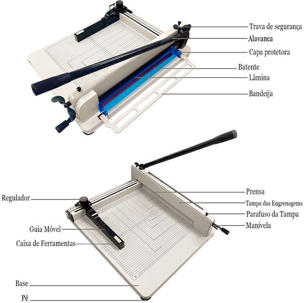 Imagem de Guilhotina Cortadora De Papel Manual Semi Industrial e Profissional Corta Até 400 Folhas A3 A4 B5 A5 B6 E B7 Com Trava de SegurançaEGuiaMovel