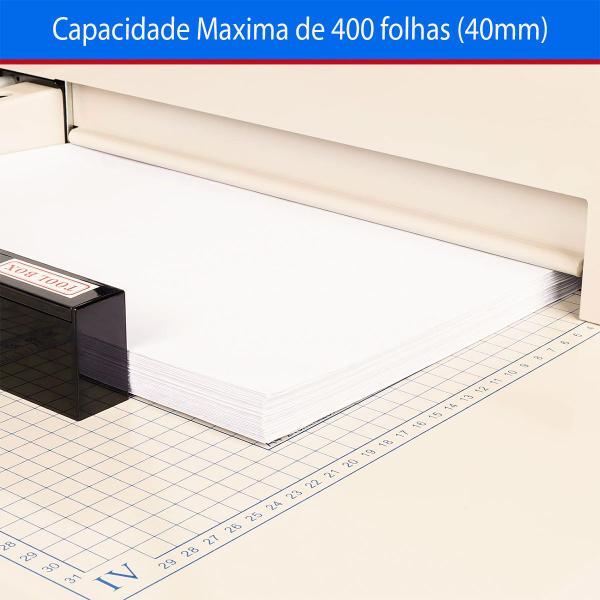 Imagem de Guilhotina Cortadora De Papel Manual Semi Industrial e Profissional Corta Até 400 Folhas A3 A4 B5 A5 B6 E B7 Com Trava de SegurançaEGuiaMovel