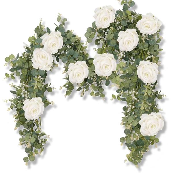 Imagem de Guirlanda Artificial de Eucalipto Rosa e Gypsophila (5,9 Pés) - Decoração para Casamento e Festa