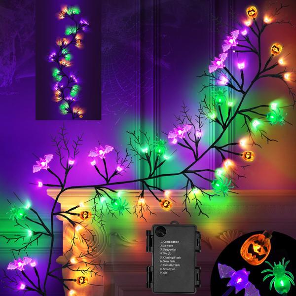 Imagem de Guirlanda de decoração de galho de salgueiro de Halloween, 6 pés com 54 LED