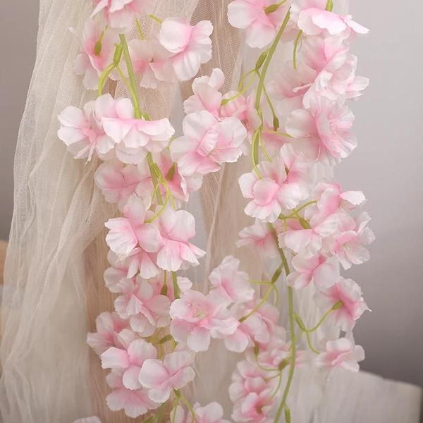 Imagem de Guirlanda de Flores de Cerejeira Artificial Sakura - Decoração para Casa, Jardim e Festa