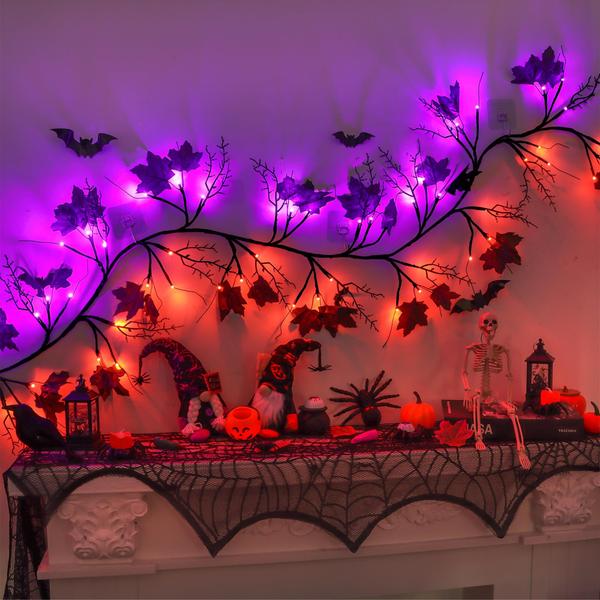 Imagem de Guirlanda de Halloween Galho de salgueiro FLYSNK de 6 pés com 54 luzes LED