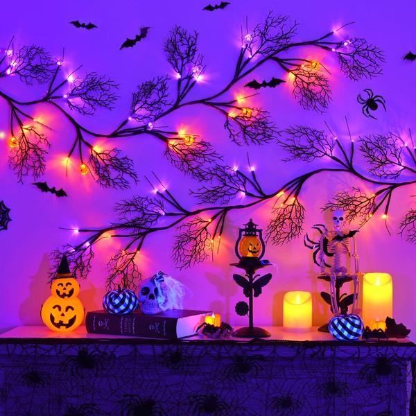 Imagem de Guirlanda de Halloween IBYO de 6 pés 54 LED com 9 abóboras e 9 morcegos