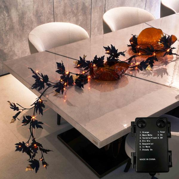 Imagem de Guirlanda de Halloween LITBLOOM Black Maple de 1,8 m com 48 luzes LED