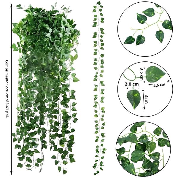 Imagem de Guirlanda de Hera Artificial - 11m de Folhas Verdes - Trepadeira Falsa para Decoração