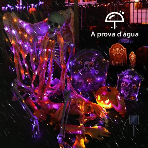 Imagem de Guirlanda de LED Halloween - Laranja e Roxo - 10M/20M - 8 Modos - Decoração de Jardim