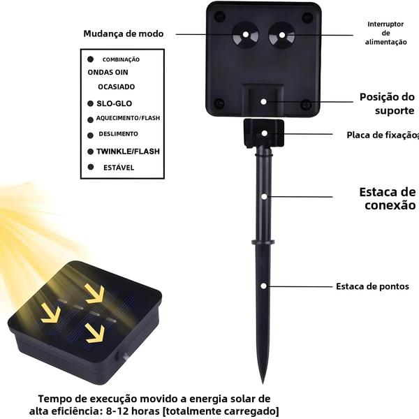 Imagem de Guirlanda de Luzes Solares LED à Prova D'Água - 39 Pés, 100 Luzes para Decoração de Festa