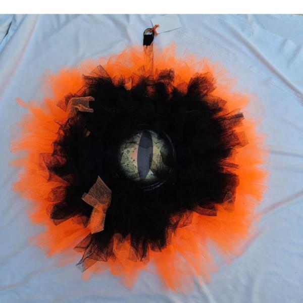 Imagem de guirlanda olho com tule decoração Halloween festa bruxa 53cm