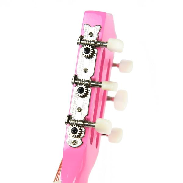 Imagem de Guitar Master Play Left Handed Pink Wood 30 cm com estojo para crianças