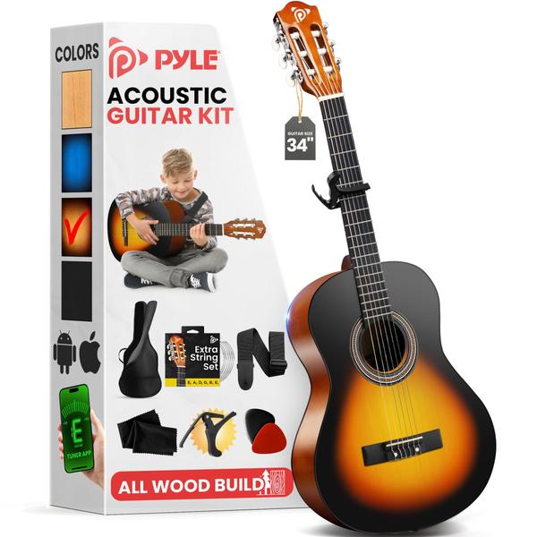 Imagem de Guitarra acústica Pyle Beginner 1/2 Junior com acessórios 34"