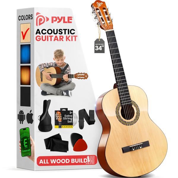 Imagem de Guitarra acústica Pyle Beginner 1/2 Junior Size para crianças 34"