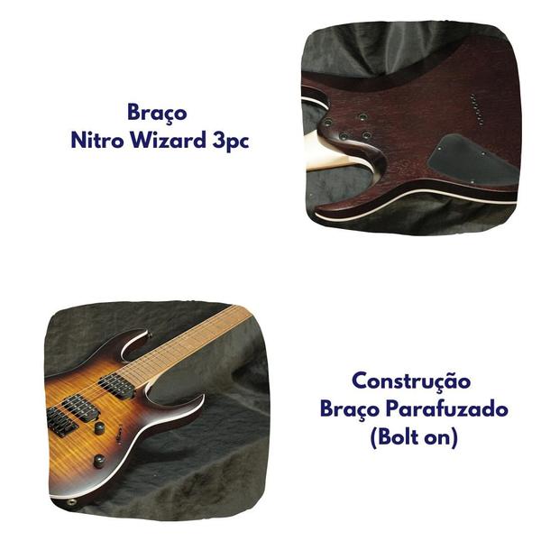 Imagem de Guitarra eletrica 6 cordas ponte fixa trastes jumbo ibanez rga42fm