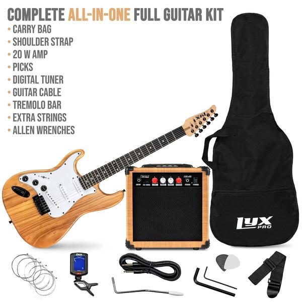 Imagem de Guitarra elétrica LyxPro Left Hand 39" com kit inicial e acessórios.