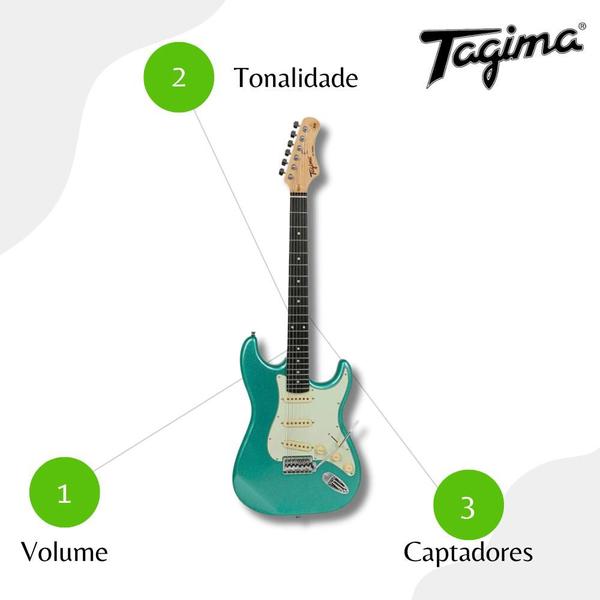 Imagem de Guitarra Elétrica Metallic Surf Green TG-500 MSG - Tagima