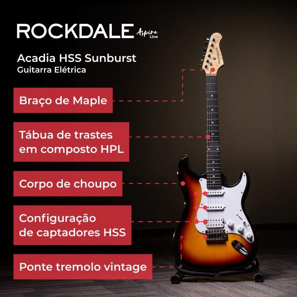 Imagem de Guitarra Elétrica Rockdale Stratocaster 6 Cordas Destro Diversas Cores