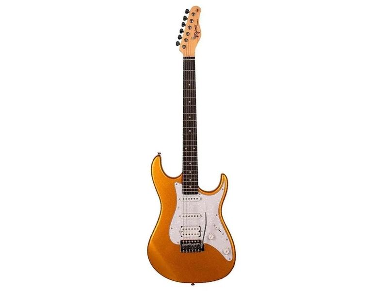 Imagem de Guitarra Elétrica Tagima Tw Series Tg-520 De Tília Metallic Gold Yellow Metálico Com Diapasão De Madeira Técnica