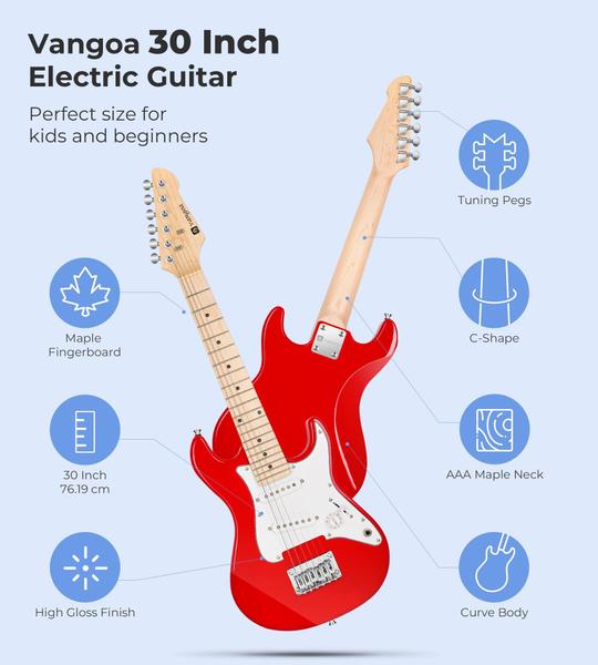 Imagem de Guitarra elétrica Vangoa 76cm para crianças com amplificador, bolsa, alça e muito mais