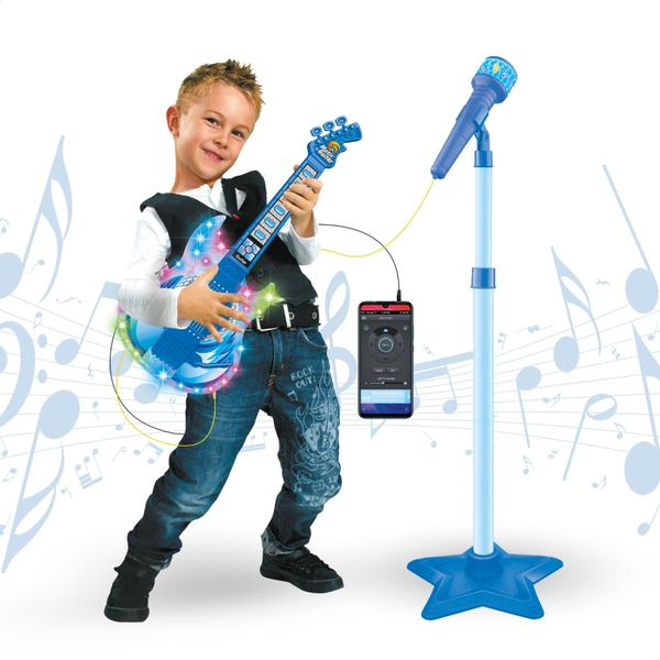 Guitarra Infantil com Microfone Brinquedo Musical Instrumento com Som e Luz - ATENTU Guitarra Infantil com Microfone Brinquedo Musical Instrumento com Som e Luz - ATENTU