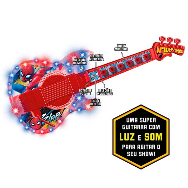 Imagem de Guitarra Infantil Musical com Luz e Som - Marvel Spiderman - Toyng