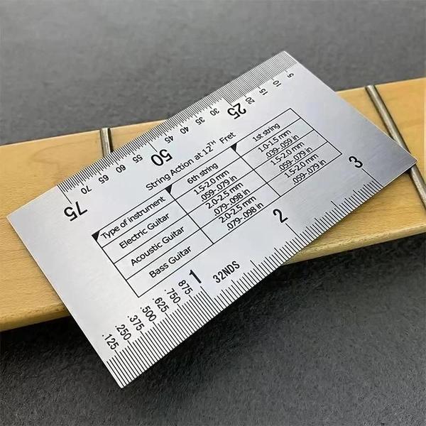 Imagem de Guitarra Reparação Corda Ação Régua Calibre Para Luthier Se Encaixa Guitarra Ukulele Baixo Banjo