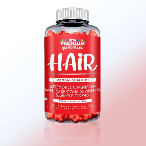 Imagem de Gummies Hair Vita Premium Sabor Morango  Vegano 60 Gomas