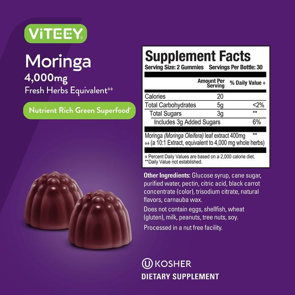 Imagem de Gummies Viteey, extrato de folha de moringa, 4000 mg, suporte imunológico