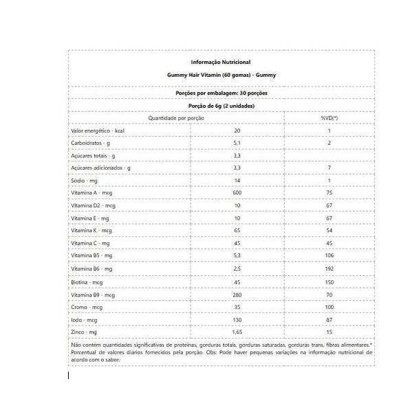 Imagem de Gummmy Hair Vitamin (60 gomas) - Sabor: Tutti Frutti