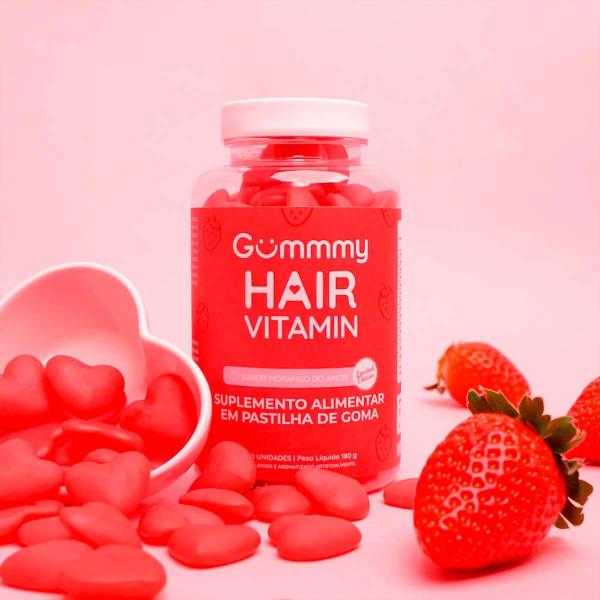 Imagem de Gummy Hair Suplemento Alimentar Vitamin Morango C/ 60 Gomas