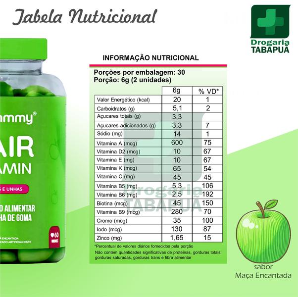 Imagem de Gummy Hair Vitamina p Crescimento dos Cabelos e Unhas 60gms - Fortalece e diminui a queda dos cabelos