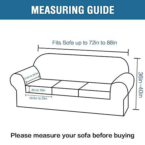 Imagem de H.VERSAILTEX 4 Capas de sofá elástico de peça para 3 capas de sofá de almofada para cobertura de móveis da sala de estar (Capa base mais 3 tampas da almofada de assento) Tecido Jacquard mais grosso atualizado (sofá, marinha)