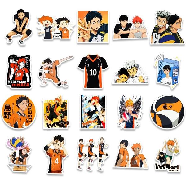 Imagem de Haikyuu Adesivos De Desenhos Animados 10 30 50 Peças Decalques À Prova D'água Para Capa De Telefone