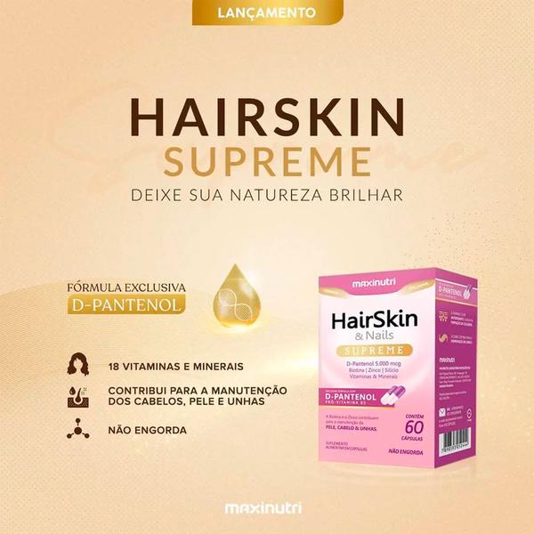 Imagem de HairSkin e Nails Supreme com D-pantenol Maxinutri 60 Cápsulas