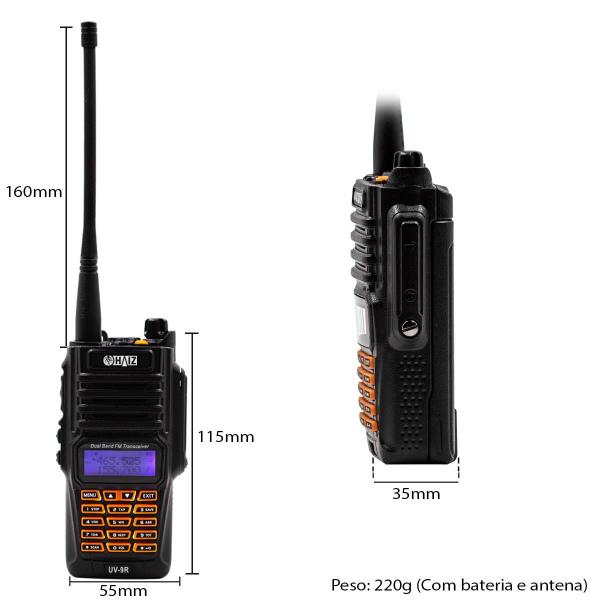 Imagem de HAIZ Rádio Comunicador Radinho Walk Talk VHF UHF 128 Canais 10W Resistente À água Haiz UV9R 