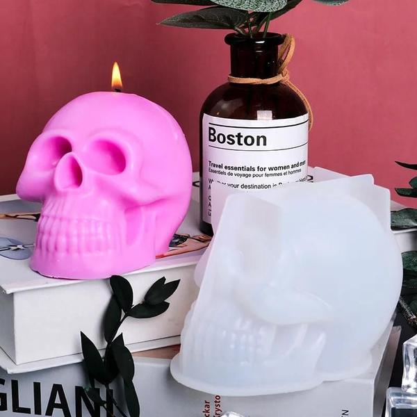 Imagem de Halloween 3d Crânio Vela Molde De Silicone Diy Artesanal Sabão Epóxi Artesanato Ferramenta De