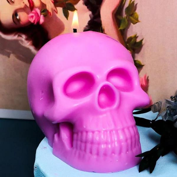 Imagem de Halloween 3d Crânio Vela Molde De Silicone Diy Artesanal Sabão Epóxi Artesanato Ferramenta De