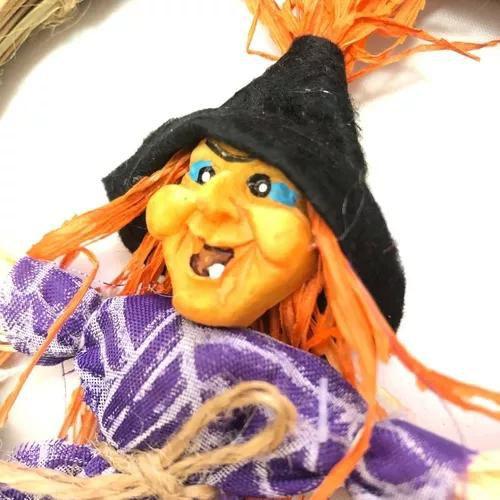 Imagem de Halloween Decoração De Parede Guirlanda Redonda Bruxa 18cm 