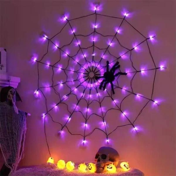 Imagem de Halloween Glowing Spider Web Lights, Decoração interior e exterior, Decoração do Dia das Bruxas