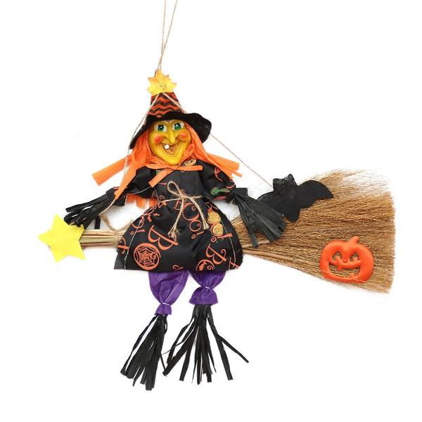 Imagem de Halloween Hanging Broom Scarecrow, Girl Witch Bar