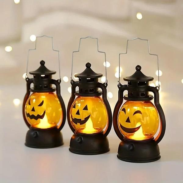 Imagem de Halloween Led Abóbora Lanterna Fantasma Lâmpada Retro Pequena Lâmpada De Óleo Festa Decoração Casa