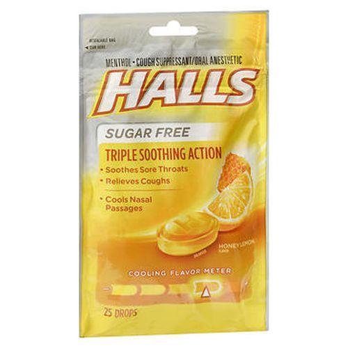 Halls Mentho-Lyptus Cough Drops Sugar Free Honey-Lemon 25 Abas by Halls Imagem de Halls Mentho-Lyptus Cough Drops Sugar Free Honey-Lemon 25 Abas by Halls