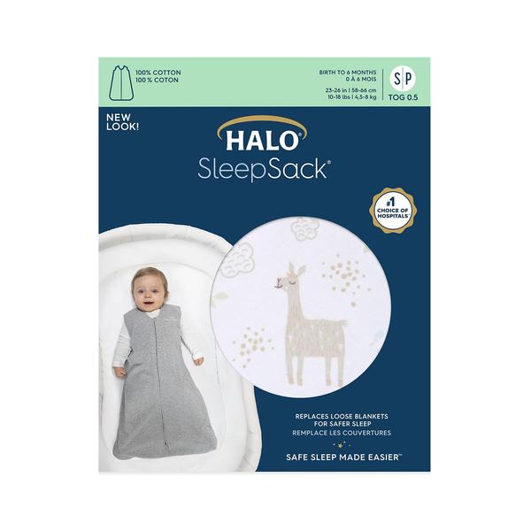 Imagem de HALO Sleepsack 100% algodão cobertor vestível, TOG 0.5, Llama Sand, grande