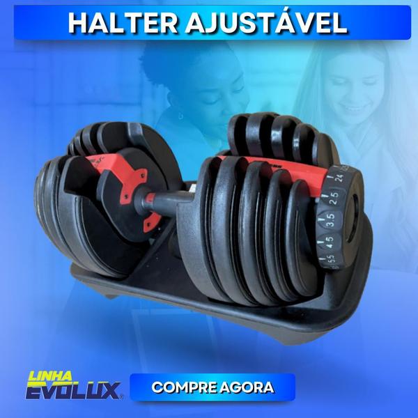 Imagem de Halter Ajustável Regulável Portátil até 24kg Anilha Para Treino em Casa