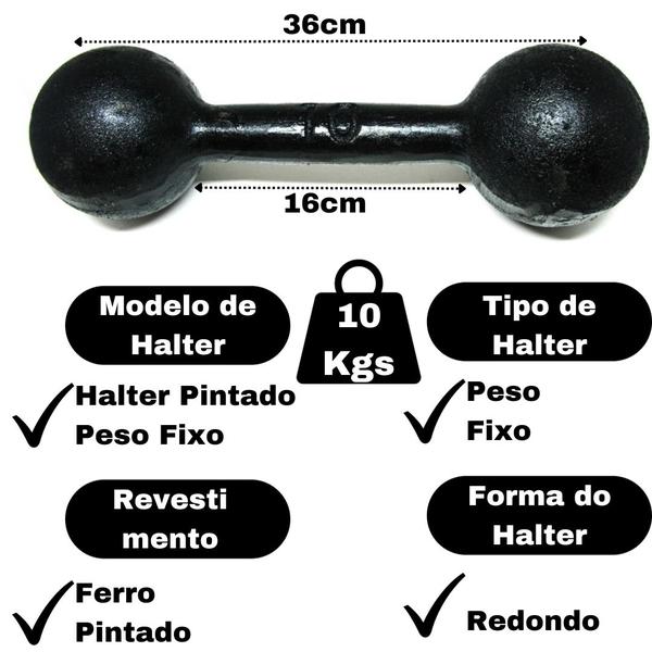 Imagem de Halter Bola Pintado 10Kgs Musculação Academia Em Casa