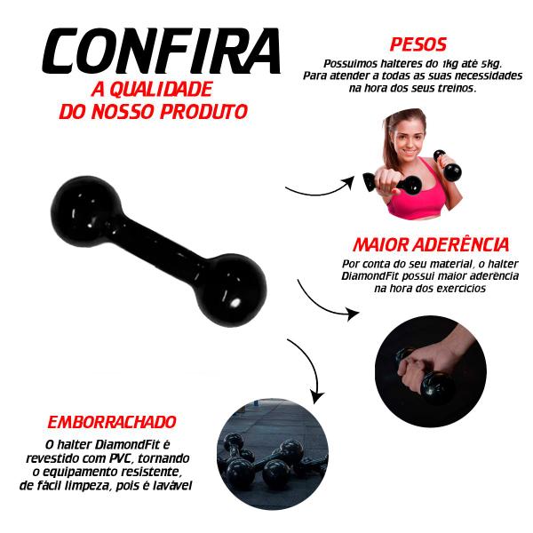 Imagem de Halter de Ferro 1kg Revestido em Borracha para Treino Funcional e Musculação Exercicios Braço Academia