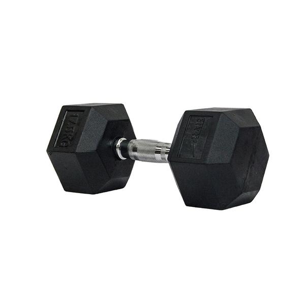 Imagem de Halter Dumbell Emborrachado Sextavado Cromado de 17,5kg Rae